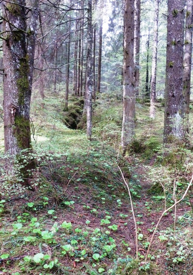 Communication trench where the Austrians broke in and pushed up to the summit of San Sisto Ridge.