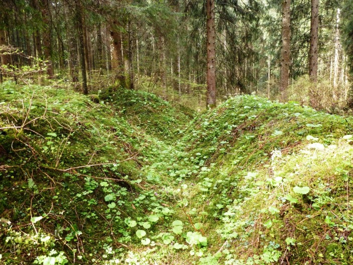 The area  of Alhambra Trench retaken by Brittain's counterattack and where he was killed shortly afterwards.